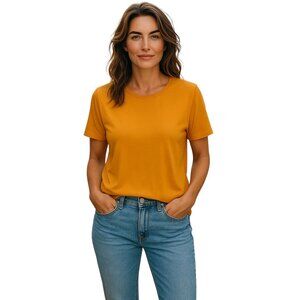L & B Lucky & Blessed Short Sleeve Solid Gold T-Shirt-Size XL-Round Neck